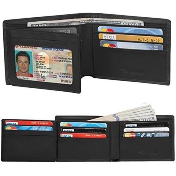 Wallet for Men, Trifold RFID Blocking Mens Wallet, 12 Credit Card Holder - Picture 2 of 8